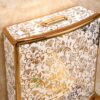 Bồn Cầu 1 Khối Hoa Văn Vàng Trắng TTCERA BC018