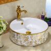 Chậu Lavabo Đặt Bàn Mạ Vàng Tròn TTCERA LB23