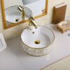 Chậu Lavabo Đặt Bàn Mạ Vàng Tròn TTCERA LB23