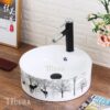 Chậu Lavabo Đặt Bàn Tròn Hoa Văn Nai Rừng TTCERA LB22