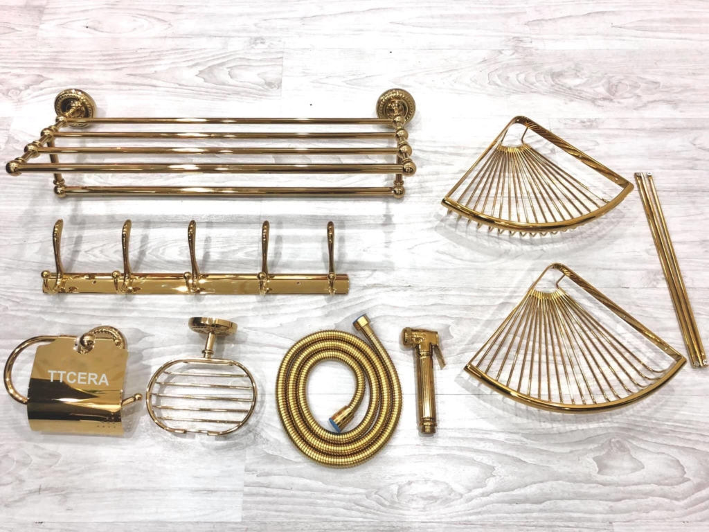 Combo Phụ Kiện Nhà Tắm TTCERA Mạ Màu Vàng PVD Cao Cấp CBPK02