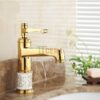 Vòi Lavabo Mạ Vàng Hoa Văn Nghệ Thuật Cao 20cm TTCERA LB241