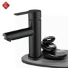 Vòi Lavabo Nóng Lạnh Inox Sơn Tĩnh Điện Đen Cao 20cm TTCERA LB213