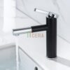 Vòi Lavabo Nóng Lạnh Sơn Tĩnh Điện Đen Cao 20cm TTCERA LB203