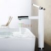 Vòi Lavabo Nóng Lạnh Sơn Tĩnh Điện Trắng Cao 30cm TTCERA LB201
