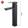 Vòi Lavabo Vuông Nóng Lạnh 3 Tấc Inox Sơn Tĩnh Điện Đen TTCERA LB247