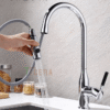 Vòi Rửa Chén Nóng Lạnh Rút Dây Đồng Thau Mạ Crome TTCERA CNL512