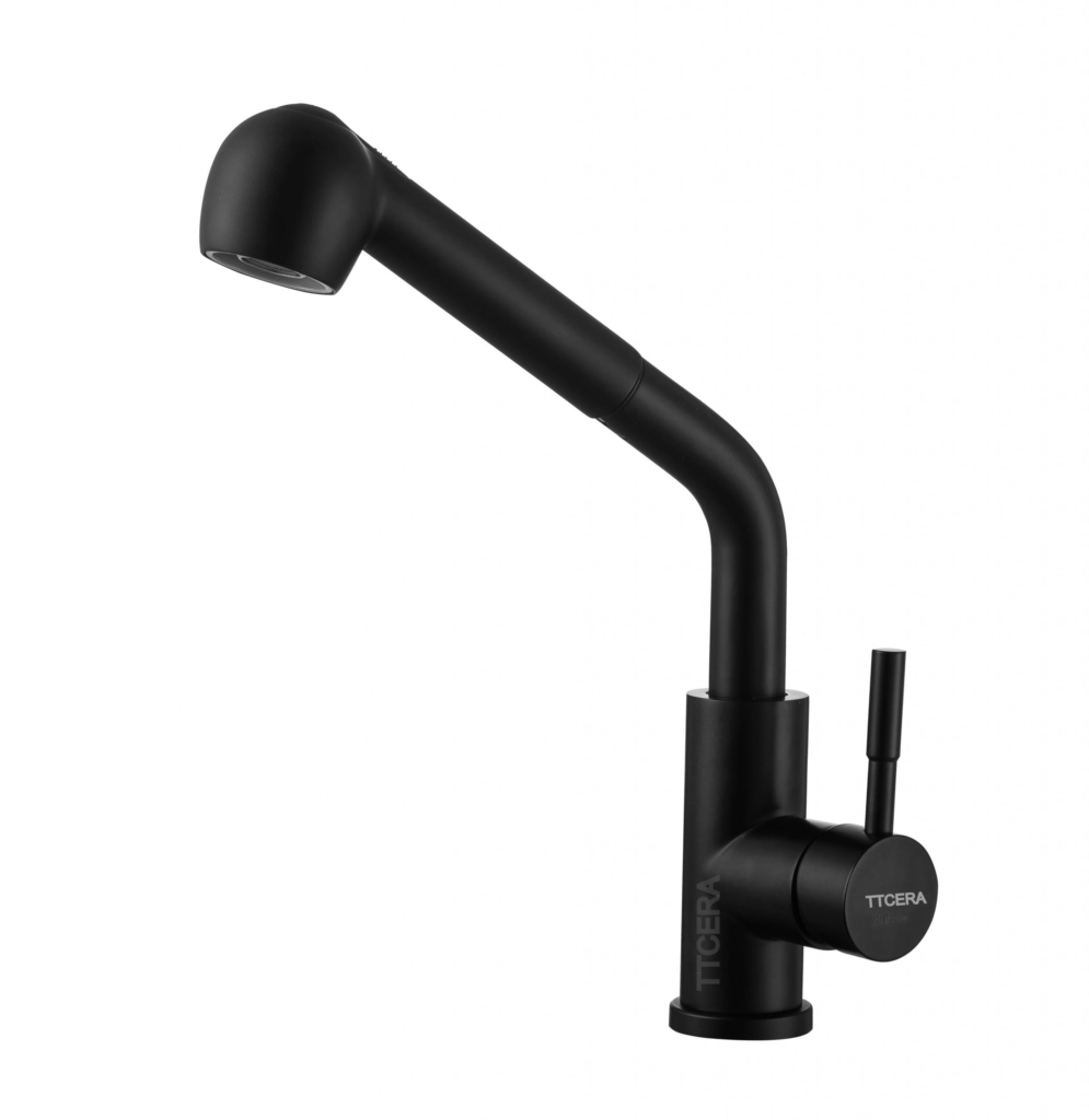 Vòi Rửa Chén Rút Dây Nóng Lạnh Sơn Tĩnh Điện Nano Đen TTCERA CNL403