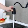 Vòi Rửa Chén Rút Nóng Lạnh Inox Sơn Tĩnh Điện Đen TTCERA CNL510