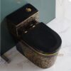 Bồn Cầu 1 Khối Hoa Văn Mạ Vàng Cổ Điển TTCERA BC028