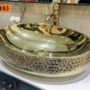 Chậu Lavabo Đặt Bàn Oval Vàng TTCERA LB84