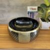 Chậu Lavabo Tròn Đen Hoa Văn Vàng TTCERA LB97