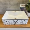 Chậu Lavabo Vuông Đặt Bàn Hoa Văn TTCERA LB94