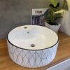 Chậu Lavabo Tròn Đặt Bàn Caro Đen TTCERA LB98