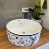 Chậu Lavabo Tròn Đặt Bàn Hoa Văn TTCERA LB96