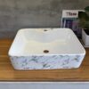 Chậu Lavabo Đặt Bàn Vuông Trắng Vân Đá TTCERA LB89
