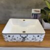 Chậu Lavabo Vuông Đặt Bàn Hoa Văn TTCERA LB94