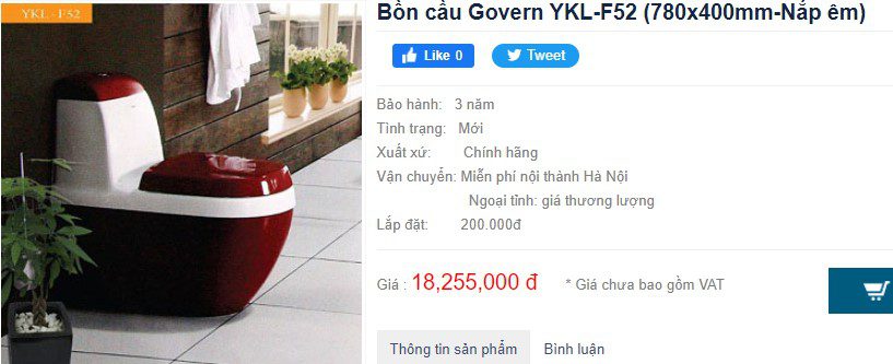 Bồn cầu Govern YKL-F52 (780x400mm - Nắp êm) - Giá bán: 18.255.000 VNĐ.