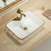Chậu Lavabo Đặt Bàn Mạ Vàng Vuông TTCERA LB20
