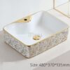Chậu Lavabo Đặt Bàn Mạ Vàng Vuông TTCERA LB20