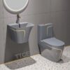 Chậu Lavabo Treo Tường Liền Khối Xám Sọc Vàng TTCERA LB111