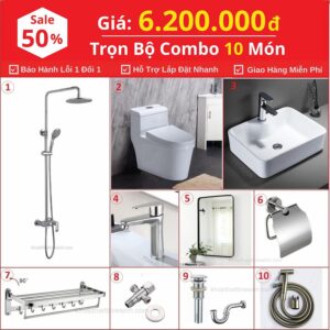 Combo Nhà Vệ Sinh Trọn Bộ 10 Món 6.2 Triệu CB10-6200