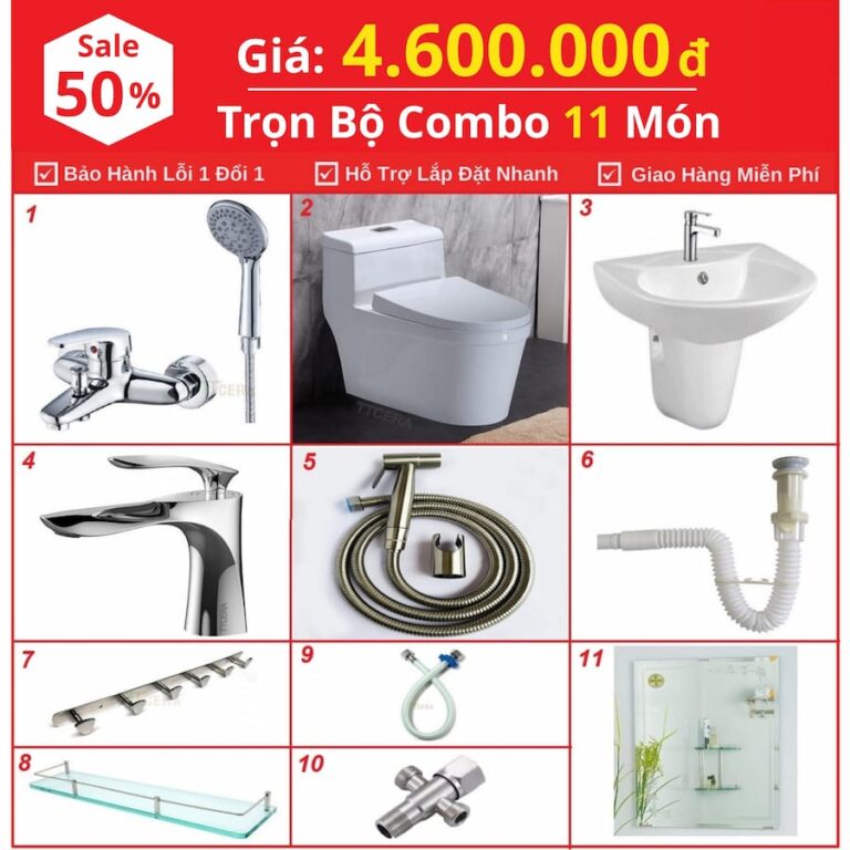 Combo Nhà Vệ Sinh 11 Món 4.6 Triệu CB11-46T