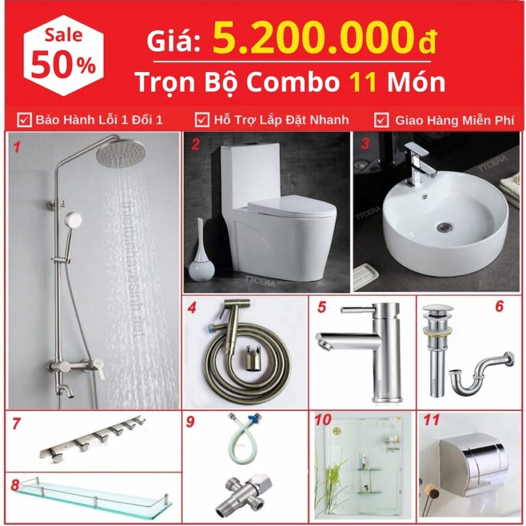 Combo Nhà Vệ Sinh 11 Món 5.2 Triệu CB11B-5200a