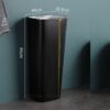 Lavabo Sứ Trụ Đứng Liền Khối Đen Viền Vàng TTCERA LBT08