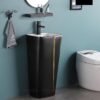 Lavabo Sứ Trụ Đứng Liền Khối Đen Viền Vàng TTCERA LBT08