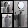 Lavabo Sứ Trụ Đứng Liền Khối Xám Viền Vàng TTCERA LBT07