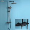 Sen Cây Tắm Đứng Chỉnh Nhiệt Đồng Thau Sơn Tĩnh Điện Đen Holer HL242