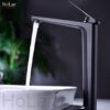 Vòi Lavabo Lạnh Đồng Sơn Tĩnh Điện Đen Cao 30cm Holer HL-LB636