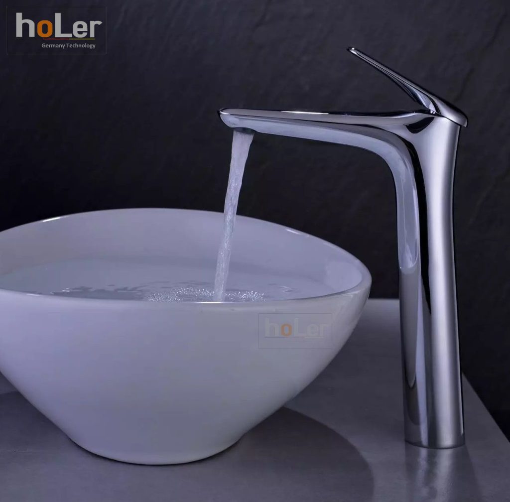 Vòi Lavabo Nóng Lạnh Đồng mạ Crome Cao 30cm Holer HL-LB628