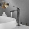 Vòi Lavabo Nóng Lạnh Inox Sơn Tĩnh Điện Xám Cao 30cm Holer HL-LB635