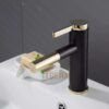 Vòi Lavabo Nóng Lạnh Sơn Tĩnh Điện Đen Vàng TTCERA LB261