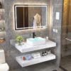 Combo Bàn Đá Trắng 2 Tầng TLVBD-18