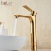 Vòi Lavabo Nóng Lạnh Đồng Mạ Vàng Cao 30cm Holer HL-LB614