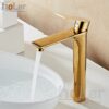 Vòi Lavabo Nóng Lạnh Đồng Mạ Vàng Cao 30cm Holer HL-LB614