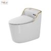 Bồn Cầu Trứng 1 Khối Màu Trắng Viền Vàng Holer HLBC210