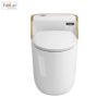Bồn Cầu Trứng 1 Khối Màu Trắng Viền Vàng Holer HLBC210