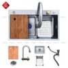 Combo Chậu Rửa Chén Kèm Vòi Đơn Thác Nước Inox 304 hoLer HLCR712-7846