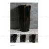 Lavabo Sứ Trụ Đứng Liền Khối Tròn Đen Viền Vàng TTCERA LBT13