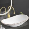 Chậu Lavabo Oval Trắng Vân Đá TTCERA LB132