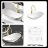 Chậu Lavabo Oval Trắng Vân Đá TTCERA LB132