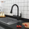 Vòi Rửa Chén Rút Dây Đồng Sơn Tĩnh Điện Màu Đen Holer CHL918