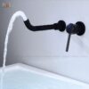 Vòi Lavabo Âm Tường Đồng Thau Sơn Tĩnh Điện Đen HoLer HL-LBA603