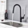 Vòi Rửa Chén Rút Dây Đồng Sơn Tĩnh Điện Màu Đen Holer CHL920
