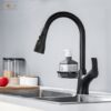 Vòi Rửa Chén Rút Dây Đồng Sơn Tĩnh Điện Màu Đen Holer CHL918