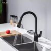 Vòi Rửa Chén Rút Dây Đồng Sơn Tĩnh Điện Màu Đen Holer CHL918